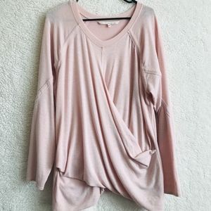 Rachel Roy Plus Size Pink Long Sleeve Wrap Top